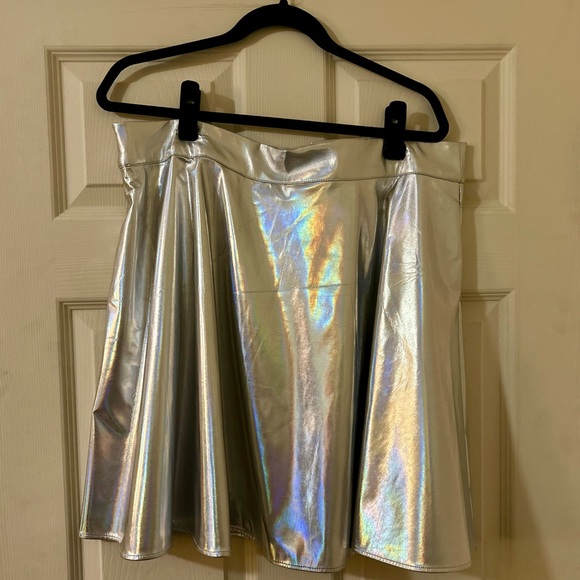 VINTAGE ZIP-UP HOLOGRAPHIC CIRCLE SKIRT CYBERGOTH PASTEL GOTH Y2K COSPLAY - Picture 1 of 8